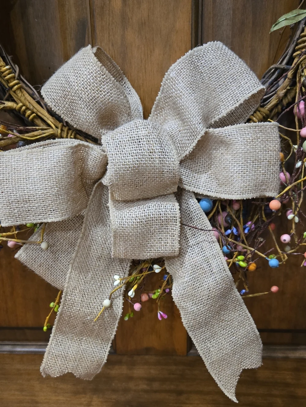 Summer‎ Grapevine Berry Wreath with Burlap Bow Country Decor